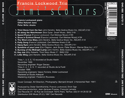 Francis Lockwood Trio CD Jimi's Colors Owl records tray